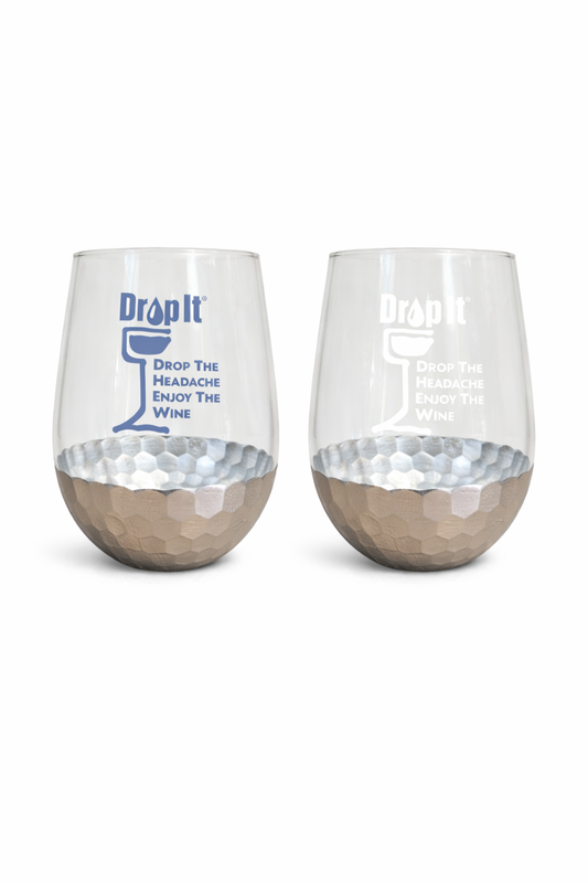 Stemless Wine Glass - Drop It® Logo