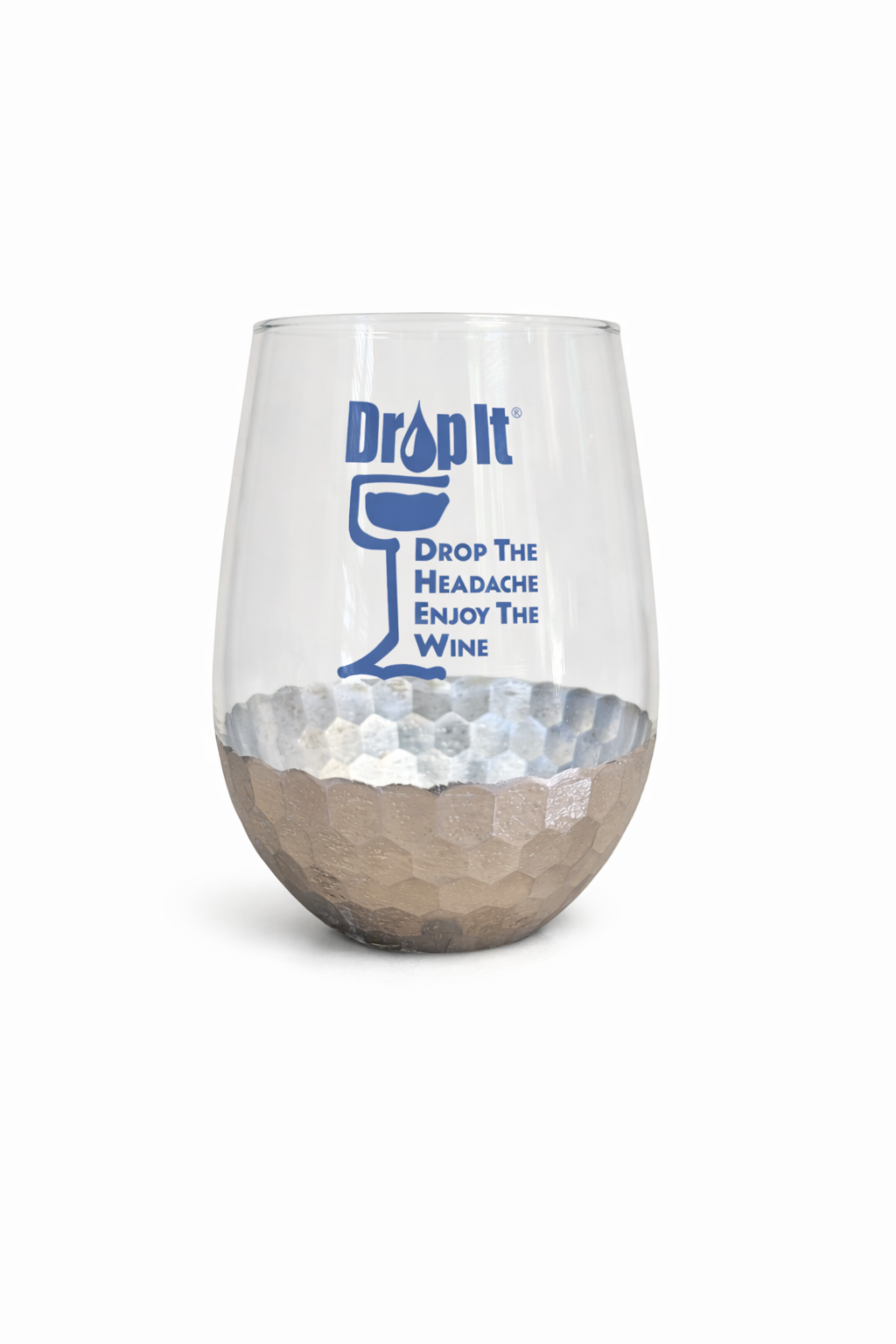 Stemless Wine Glass - Drop It® Logo